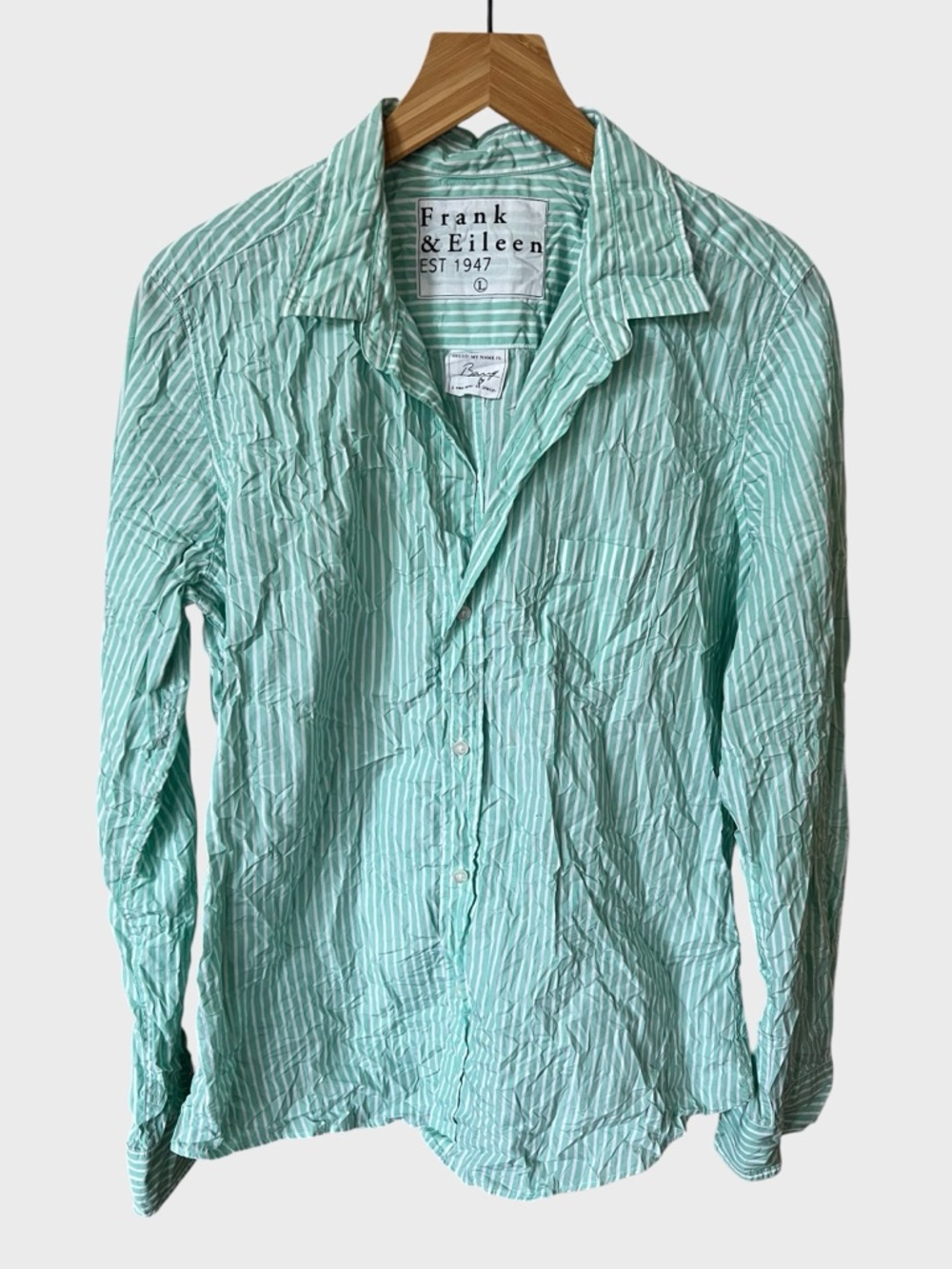 Frank & Eileen Light green Striped Button-Up Shirt